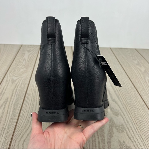 Sorel Women's Joan Of Arctic Wedge III Chelsea Bootie US10 Black Seat Salt $210 - Picture 7 of 8